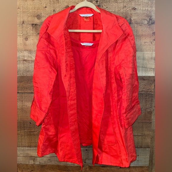 Peter Nygard Open Front Jacket Cotton/Linen Blend & Tank Top - Picture 1 of 8